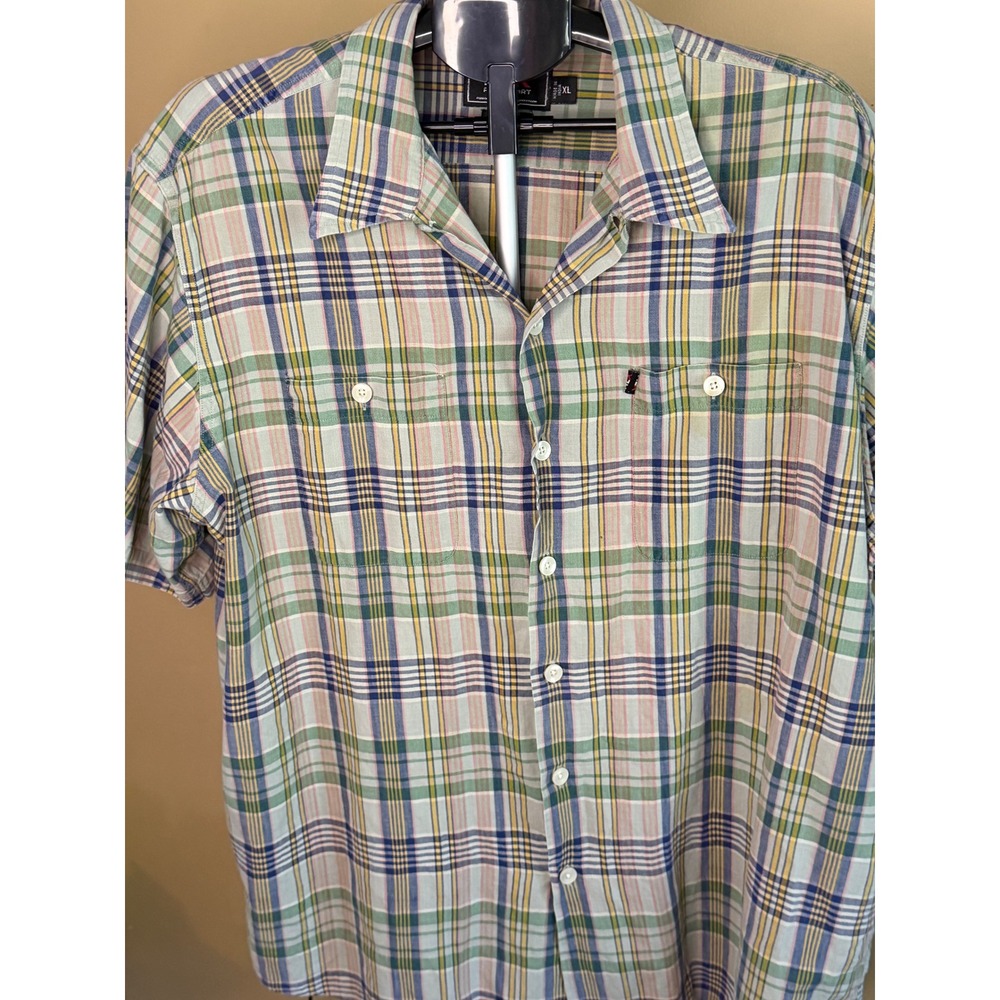 RLX Polo Sport‎ Mens XL Plaid Button Down Shirt Short Sleeve Cotton Multi-Color
